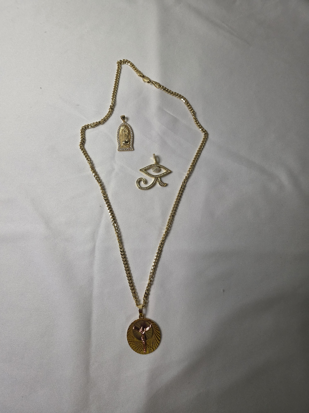 Unbranded Gold-Tone Cross & Medallion Necklace Set